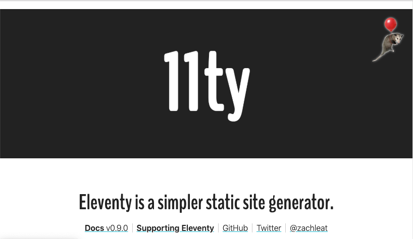 スクリーンショット：EleventyのWebサイト